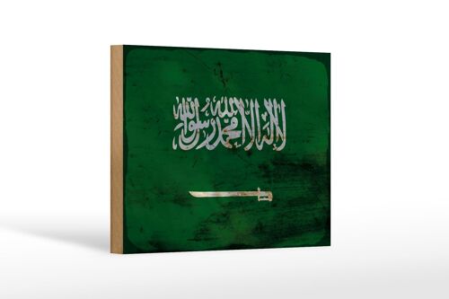 Holzschild Flagge Saudi-Arabien 18x12 cm Saudi Arabia Rost Dekoration