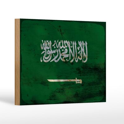 Holzschild Flagge Saudi-Arabien 18x12 cm Saudi Arabia Rost Dekoration