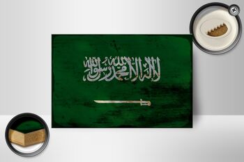Panneau en bois drapeau Arabie Saoudite 18x12 cm décoration rouille Arabie Saoudite 2