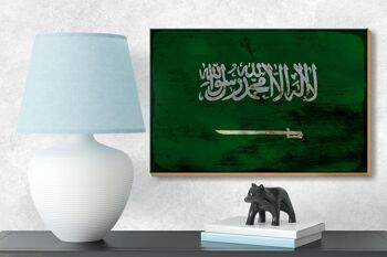 Panneau en bois drapeau Arabie Saoudite 18x12 cm décoration rouille Arabie Saoudite 3