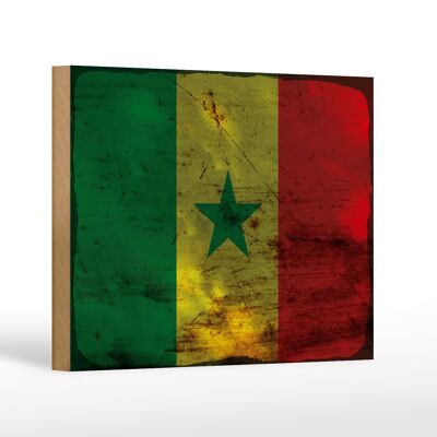 Letrero de madera bandera Senegal 18x12 cm Bandera de Senegal decoración óxido