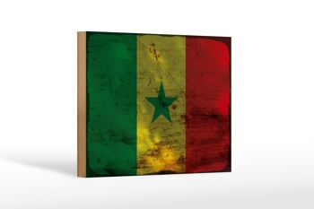 Panneau en bois drapeau Sénégal 18x12 cm Drapeau du Sénégal décoration rouille 1