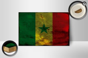 Panneau en bois drapeau Sénégal 18x12 cm Drapeau du Sénégal décoration rouille 2