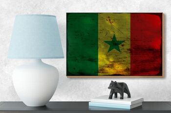 Panneau en bois drapeau Sénégal 18x12 cm Drapeau du Sénégal décoration rouille 3