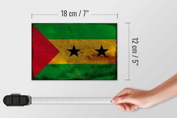 Panneau en bois drapeau São Tomé et Príncipe 18x12 cm drapeau décoration rouille 4