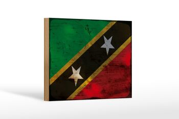 Panneau en bois drapeau St. Drapeau Kitts et Nevis 18x12 cm décoration rouille 1