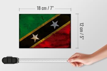 Panneau en bois drapeau St. Drapeau Kitts et Nevis 18x12 cm décoration rouille 4