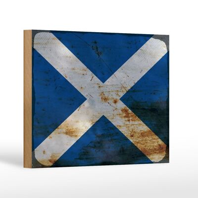 Cartello in legno bandiera Scozia 18x12 cm Bandiera Scozia decoro ruggine