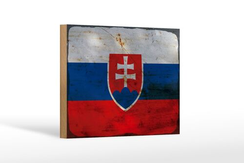Holzschild Flagge Slowakei 18x12 cm Flag of Slovakia Rost Dekoration