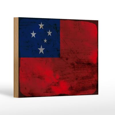 Letrero de madera bandera Samoa 18x12 cm Bandera de Samoa decoración óxido