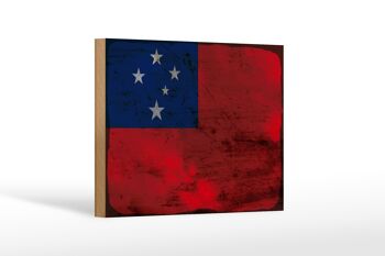 Panneau en bois drapeau Samoa 18x12 cm Drapeau des Samoa décoration rouille 1
