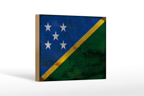 Holzschild Flagge Salomonen 18x12 cm Solomon Islands Rost Dekoration