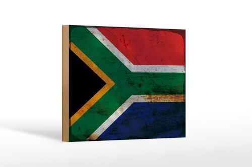 Holzschild Flagge Südafrika 18x12 cm South Africa Rost Dekoration