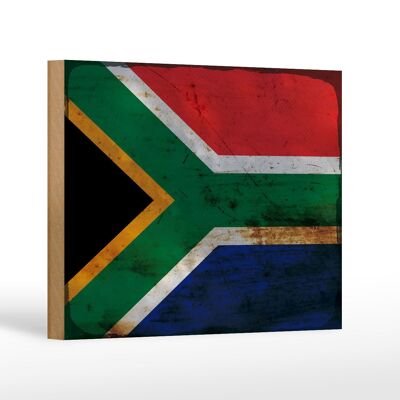 Letrero de madera bandera Sudáfrica 18x12 cm Decoración óxido Sudáfrica