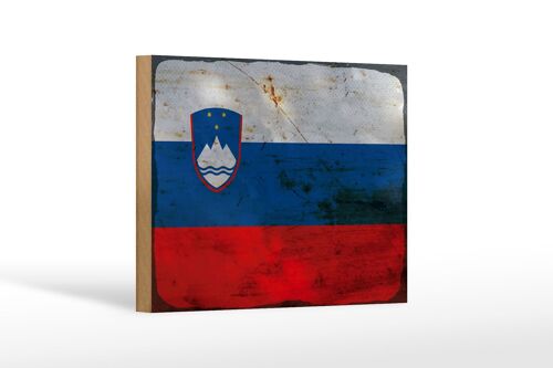 Holzschild Flagge Slowenien 18x12 cm Flag Slovenia Rost Dekoration