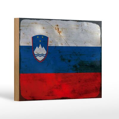 Letrero de madera bandera Eslovenia 18x12 cm Bandera Eslovenia decoración óxido