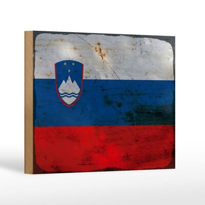 Holzschild Flagge Slowenien 18x12 cm Flag Slovenia Rost Dekoration