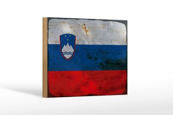Panneau en bois drapeau Slovénie 18x12 cm Drapeau Slovénie décoration rouille 1