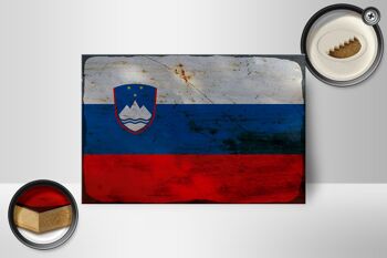 Panneau en bois drapeau Slovénie 18x12 cm Drapeau Slovénie décoration rouille 2