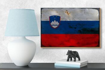 Panneau en bois drapeau Slovénie 18x12 cm Drapeau Slovénie décoration rouille 3