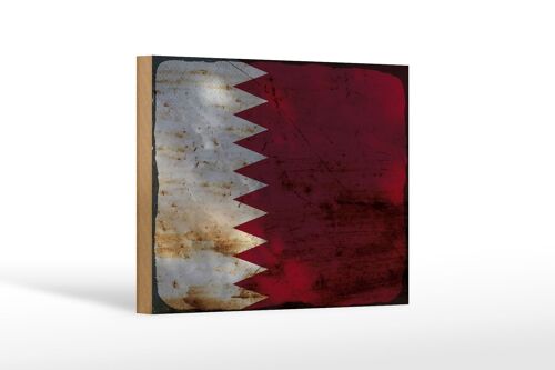 Holzschild Flagge Katar 18x12 cm Flag of Qatar Rost Dekoration