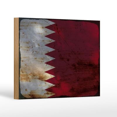 Holzschild Flagge Katar 18x12 cm Flag of Qatar Rost Dekoration
