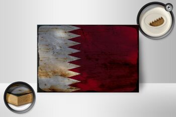 Panneau en bois drapeau Qatar 18x12 cm Drapeau du Qatar décoration rouille 2