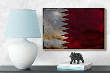 Panneau en bois drapeau Qatar 18x12 cm Drapeau du Qatar décoration rouille 3