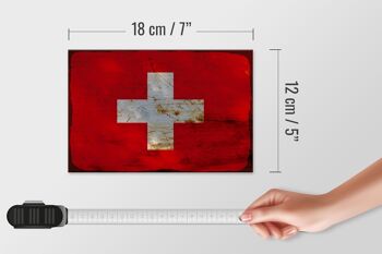 Panneau en bois drapeau Suisse 18x12 cm Drapeau Suisse décoration rouille 4