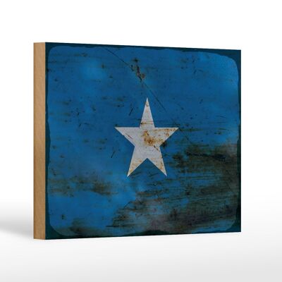 Panneau en bois drapeau Somalie 18x12 cm Drapeau de la Somalie décoration rouille