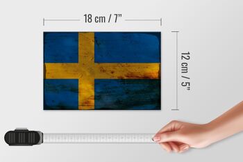 Panneau en bois drapeau Suède 18x12 cm Drapeau de la Suède décoration rouille 4
