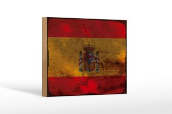 Panneau en bois drapeau Espagne 18x12 cm Drapeau de l'Espagne décoration rouille 1