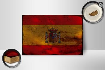 Panneau en bois drapeau Espagne 18x12 cm Drapeau de l'Espagne décoration rouille 2