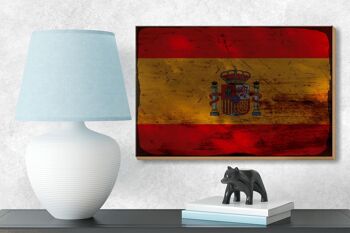 Panneau en bois drapeau Espagne 18x12 cm Drapeau de l'Espagne décoration rouille 3