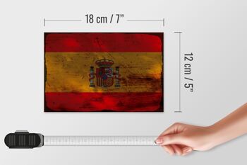 Panneau en bois drapeau Espagne 18x12 cm Drapeau de l'Espagne décoration rouille 4