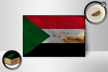 Panneau en bois drapeau Soudan 18x12 cm Drapeau du Soudan décoration rouille 2