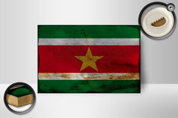 Panneau en bois drapeau Suriname 18x12 cm Drapeau du Suriname décoration rouille 2