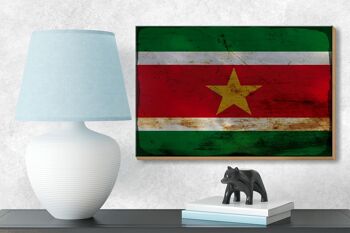 Panneau en bois drapeau Suriname 18x12 cm Drapeau du Suriname décoration rouille 3
