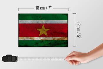 Panneau en bois drapeau Suriname 18x12 cm Drapeau du Suriname décoration rouille 4