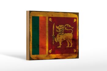 Panneau en bois drapeau Sri Lanka 18x12 cm Drapeau Sri Lanka décoration rouille 1