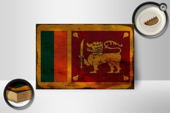 Panneau en bois drapeau Sri Lanka 18x12 cm Drapeau Sri Lanka décoration rouille 2