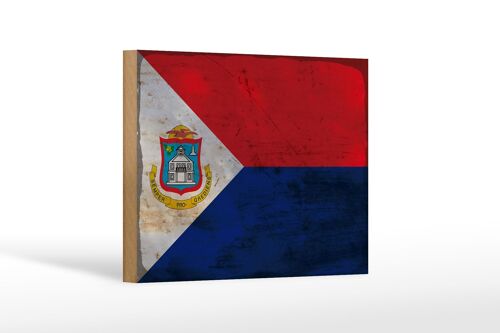 Holzschild Flagge Sint Maarten 18x12 cm Sint Maarten Rost Dekoration