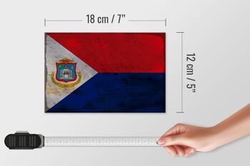 Panneau en bois drapeau Sint Maarten 18x12 cm décoration rouille Sint Maarten 4