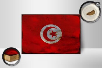 Panneau en bois drapeau Tunisie 18x12 cm Drapeau de la Tunisie décoration rouille 2