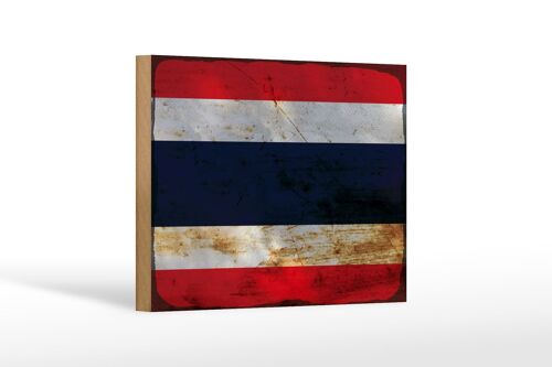 Holzschild Flagge Thailand 18x12 cm Flag of Thailand Rost Dekoration