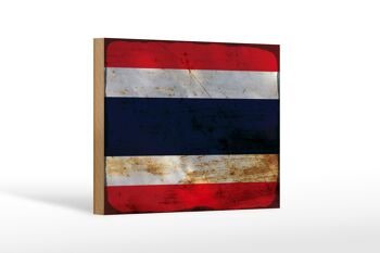 Panneau en bois drapeau Thaïlande 18x12 cm Drapeau de la Thaïlande décoration rouille 1