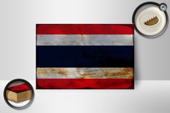 Panneau en bois drapeau Thaïlande 18x12 cm Drapeau de la Thaïlande décoration rouille 2