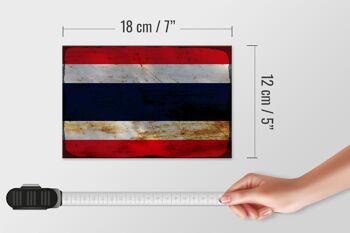 Panneau en bois drapeau Thaïlande 18x12 cm Drapeau de la Thaïlande décoration rouille 4