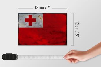 Panneau en bois drapeau Tonga 18x12 cm Drapeau des Tonga décoration rouille 4