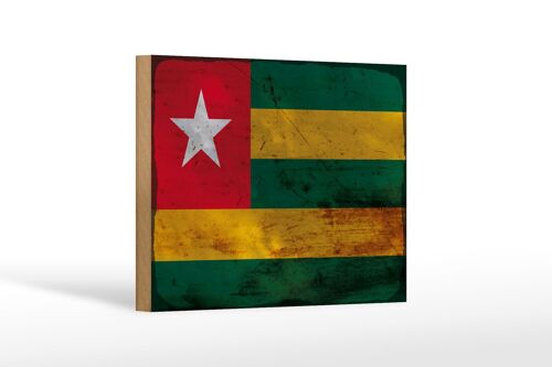 Holzschild Flagge Togo 18x12 cm Flag of Togo Rost Dekoration